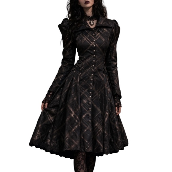 Lip Service Dresses & Skirts - Vtg Lip Service Steampunk Victorian Goth Dress Small Black Plaid Whimsigoth